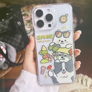 Cute Dog Camping iPhone Case - Clear